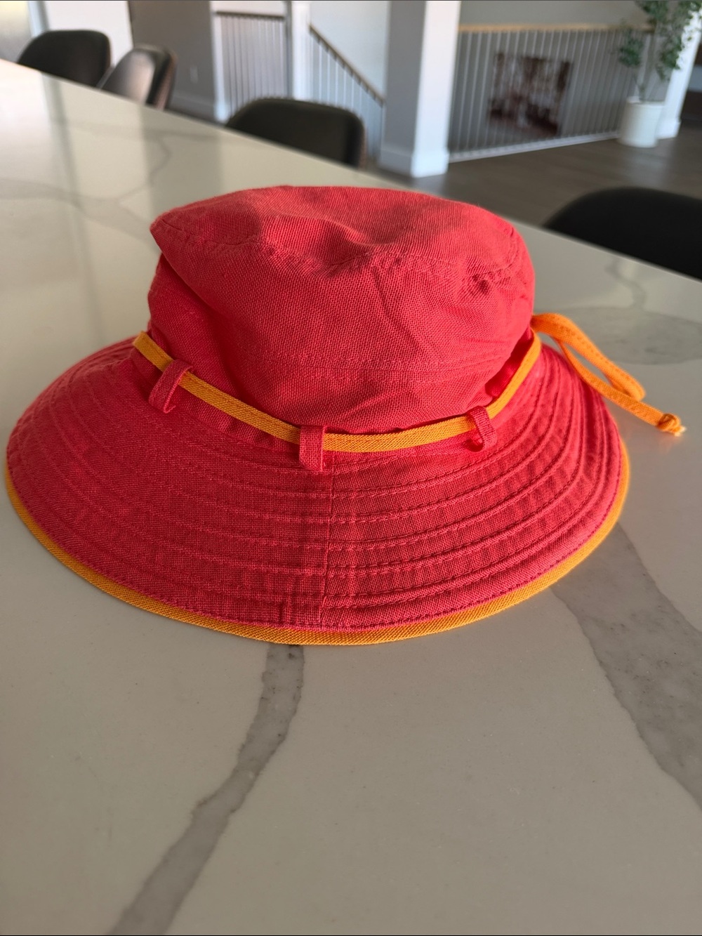 Scala Collezione Cotton Bucket Hat - Coral/Orange. Women’s Medium